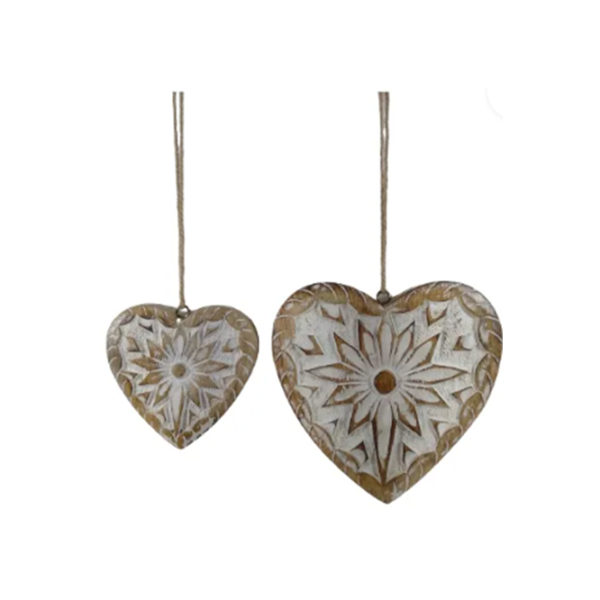 Wooden Carved Hanging Decorative Hearts