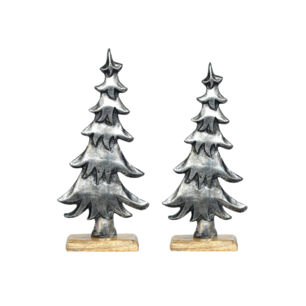 Aluminum tree on wooden base