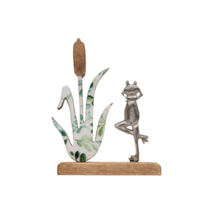 Wood & Aluminum Frog Decorative