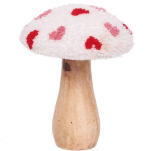 Wooden Decorative Mushroom With Fabric on Top